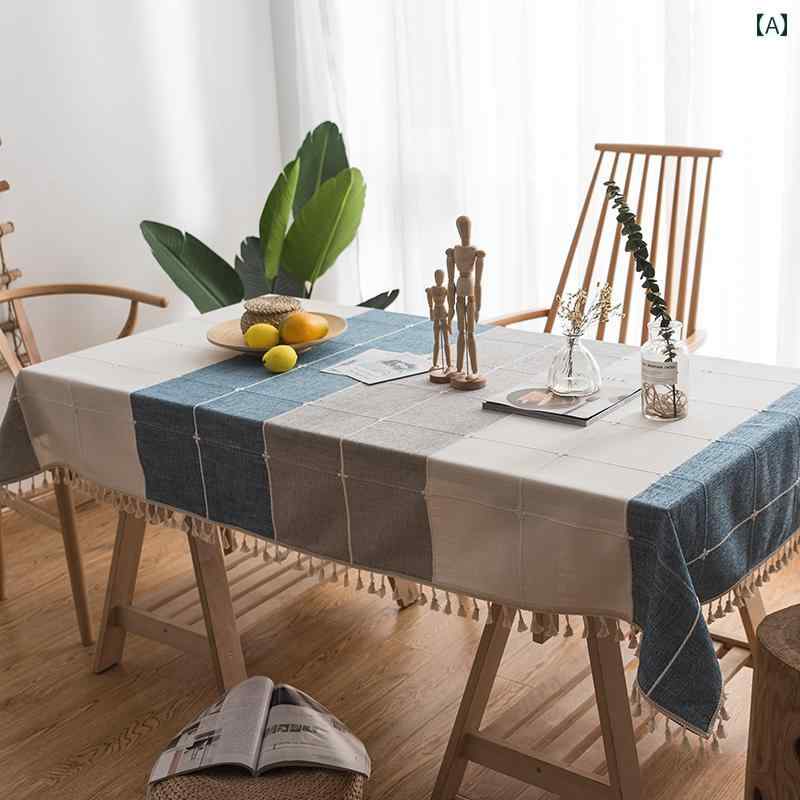 テーブルクロス おしゃれ インテリア ティー コーヒー 正方形 綿 リネン ストライプ シンプル フレッシュ コーヒー
