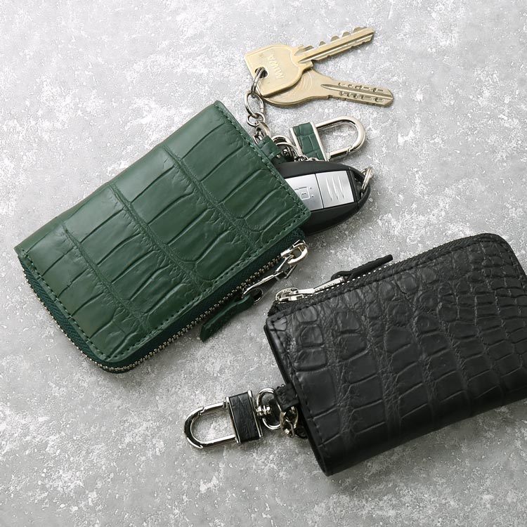 クロコダイル キーケース スマートキー メンズ マット 革 カード スマートキー対応 車 カード入れ付き カード入れ スマートキーケース キーリング 本革 レザーキーケース クロコダイルキーケース プ