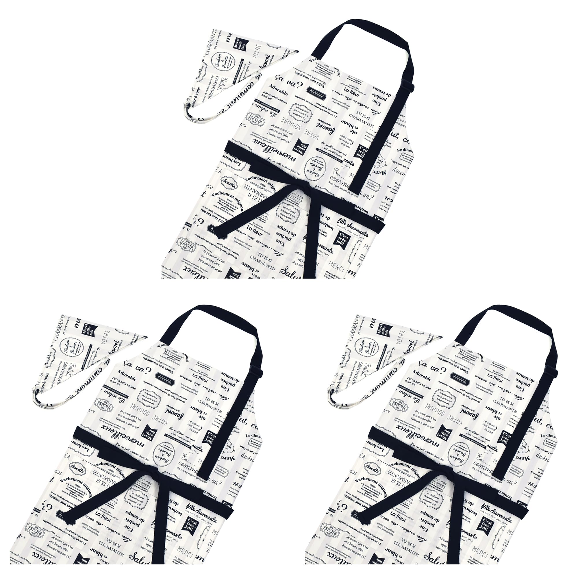 COLORFUL CANDY STYLE エプロン(150～フリーサイズ)三角巾付き マルシェドパリ 3枚セット 女の子 かわいい エプロン キッズ 子供 子どもエプロン 子供用エプロン ゴム 小学生