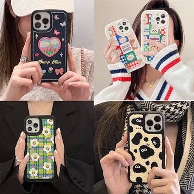 Qoo10] ins大人気 iPhoneケース 刺繍