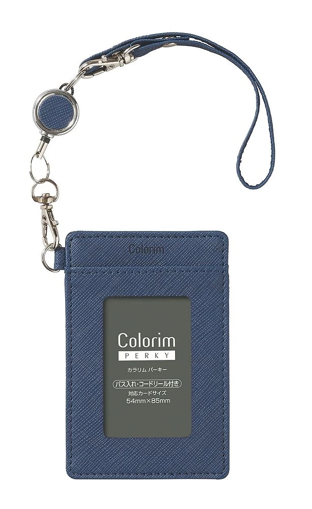 （まとめ買い）カラリムパーキー パス入れ パスケース シングル リール付 ネイビー CRPP-02R-NV [x3]