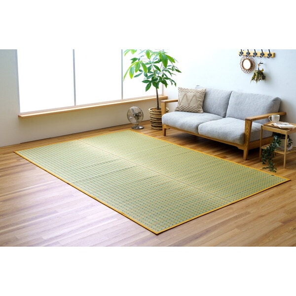 1082090040602 日本 い草 イグサ 自然素材 夏 年間 カーペット ラグ 江戸間6畳 261×352cm ブルー おすすめ 涼しい メーカー直送