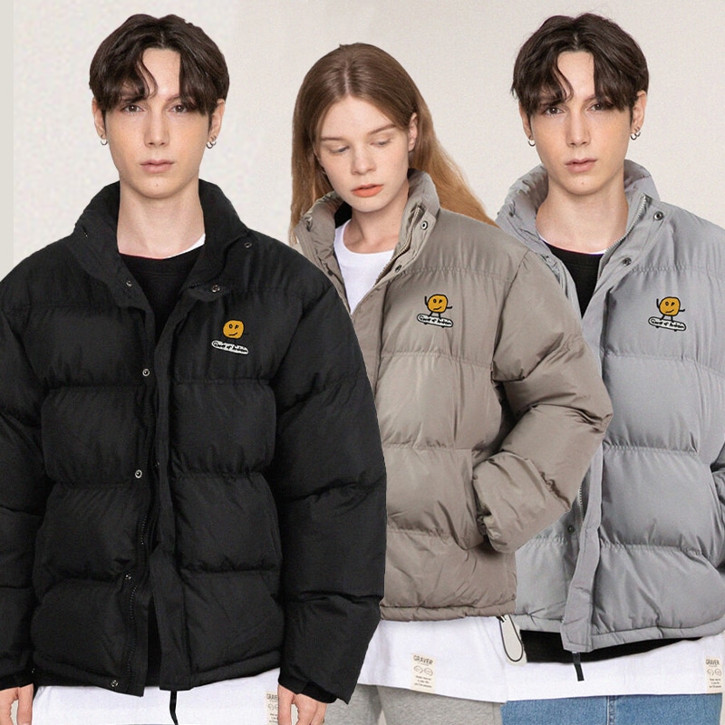 [UNISEX]Dotboard Embroidery White Clip Short Down Jacket_3color