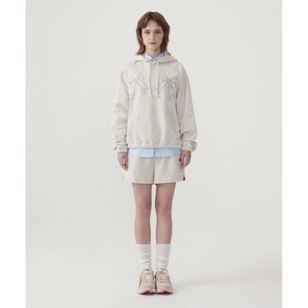 COVERNAT 女性女性クローバーハートスウェットショーツオートミール