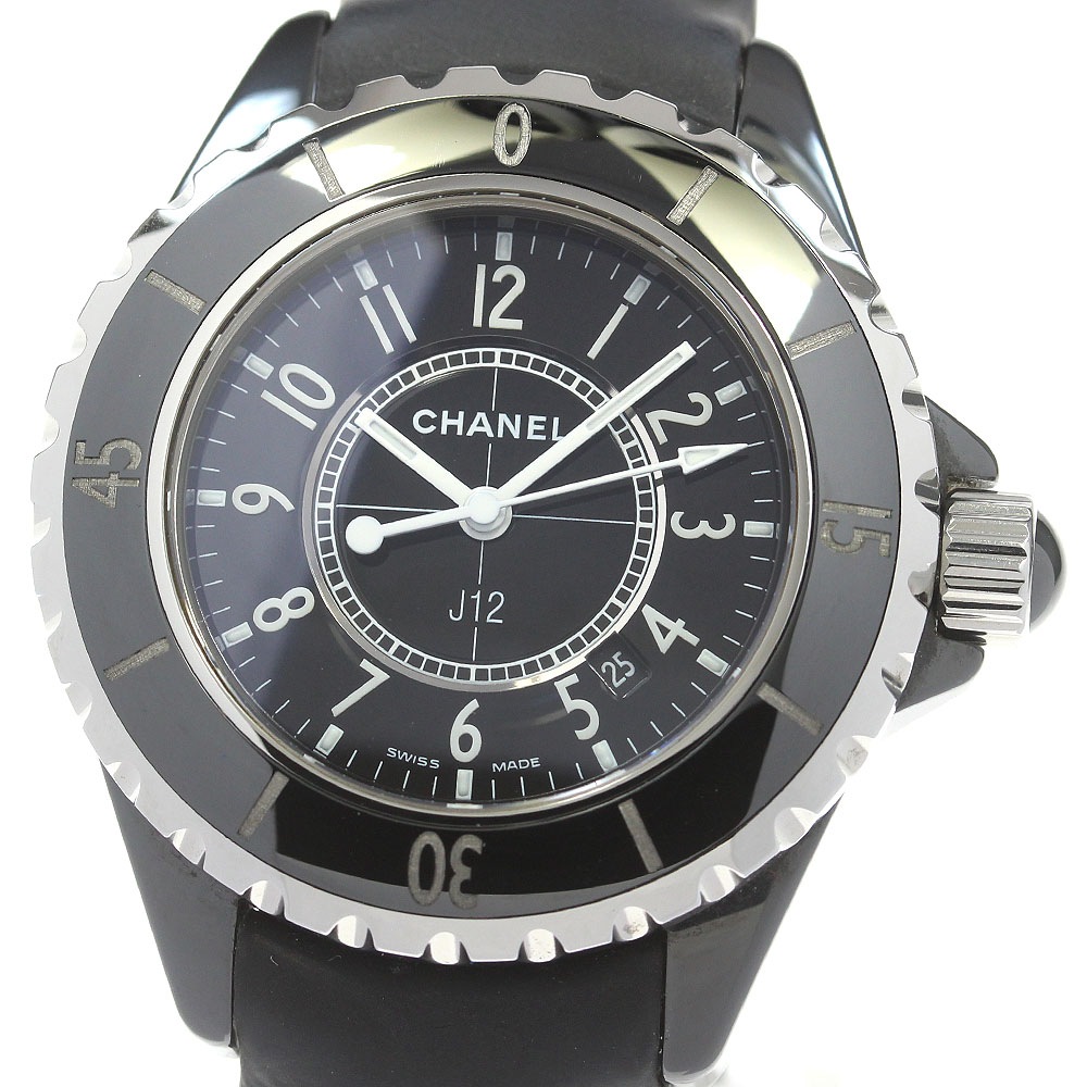 シャネル CHANEL H0680 J12 黒セラミック デイト クォーツ レディース _840642【中古】