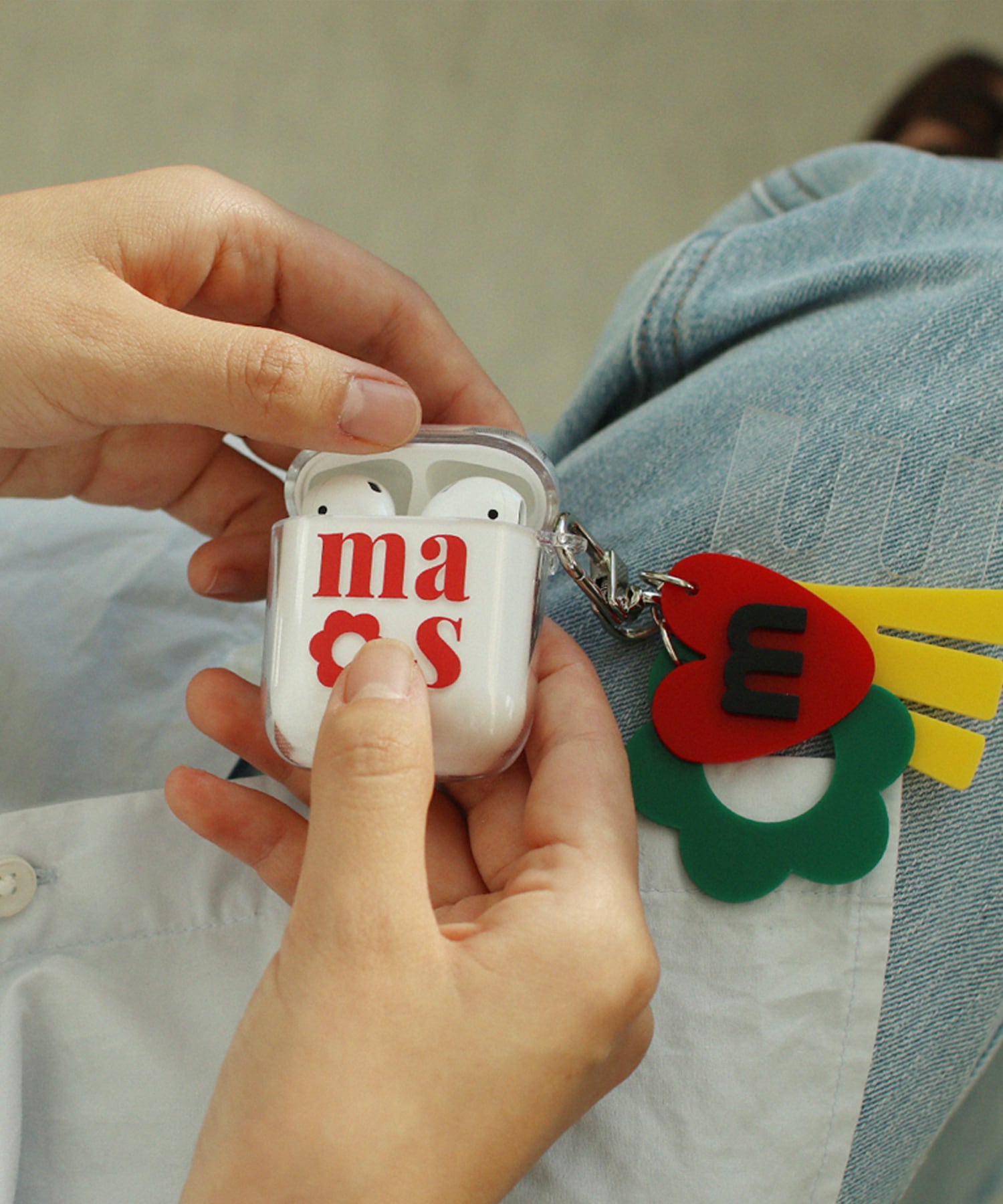 MASMARULEZ エアポッズクリアケース _ フラワーマスク