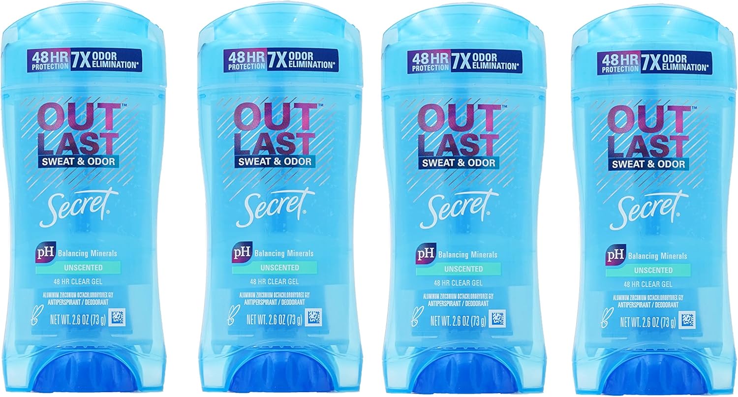 Secret Clear Gel Deodorant, Unscented, 2.5 oz (70 g) X 4 Piece Set