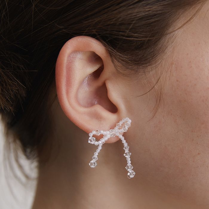 [Silver 925] Chandelier Ribbon Earrings おしゃれ ピアス 韓国ファッション
