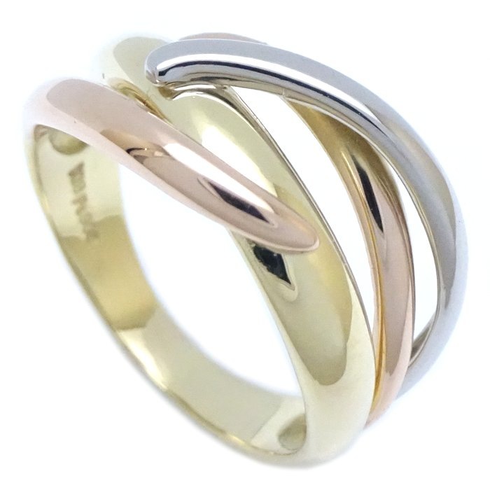 デザイン リング 指輪 12号 スリーカラー K18YG イエローゴールドxK18PG ピンクゴールドxPt900プラチナ /65024【中古】 46,170円