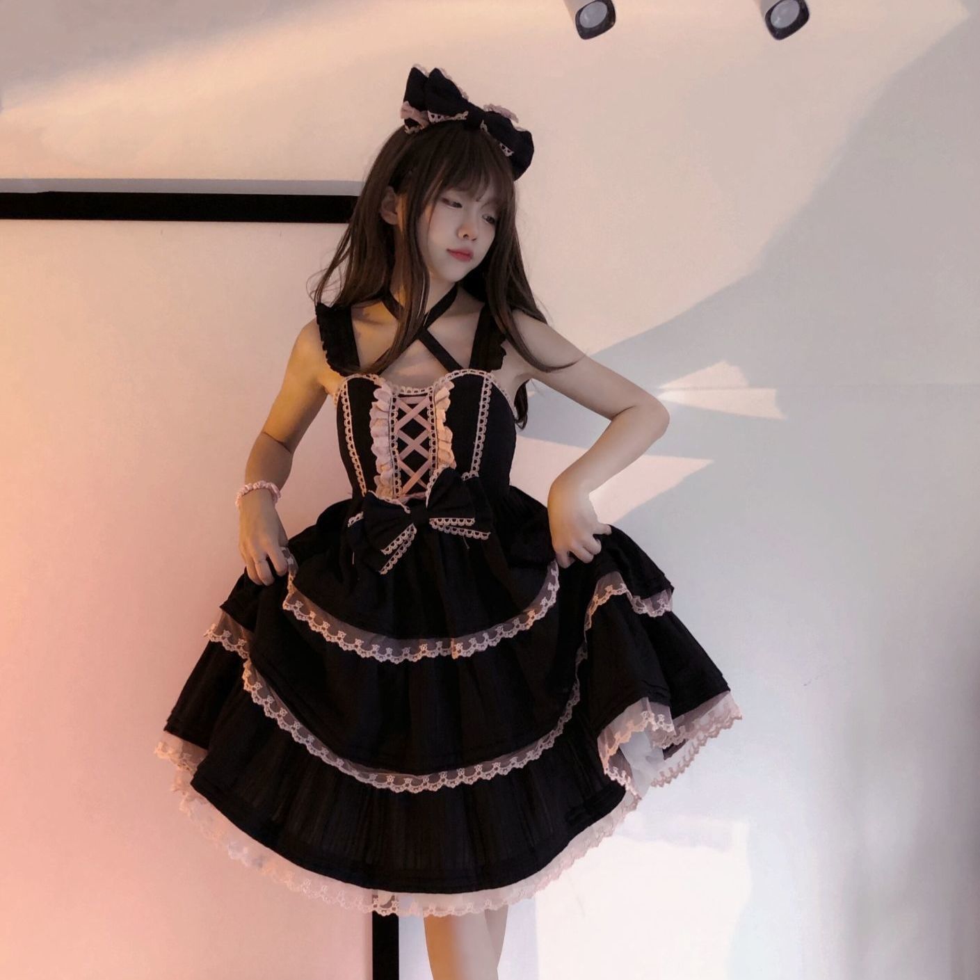 ハロウィン ハロウィン サンタ 2023 韓国ファッション ロリータホルターJSKドレス ルオリータアカデミックキャミソールワンピース