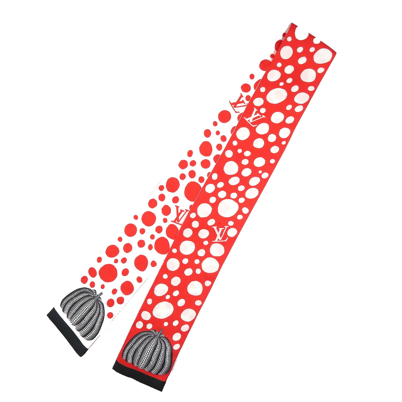 美品 LV×YK バンドー・インフィニティドット スカーフ シルク/シルク レッド LV 1074【中古】 レディース