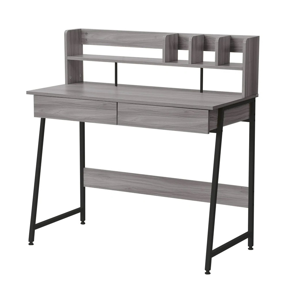 875【人気商品】】【新色登場】 グレー パソコンデスク 引き出し付き　収納台　ミシン台 学習机 勉強机