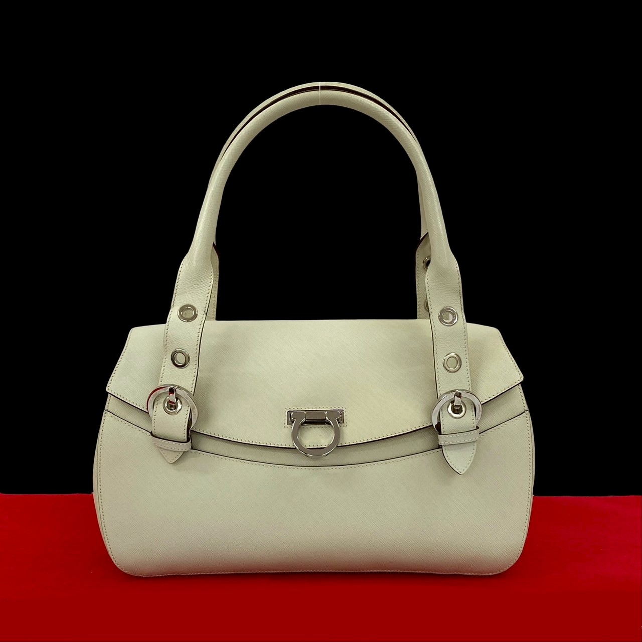 ガンチーニハンドバッグ レザー ホワイト 21018