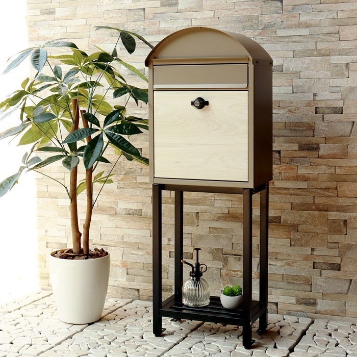郵便ポスト スタンドポスト Simon シモン SDM-071 ミルクティーベージュ/ホワイト木目 9,447円