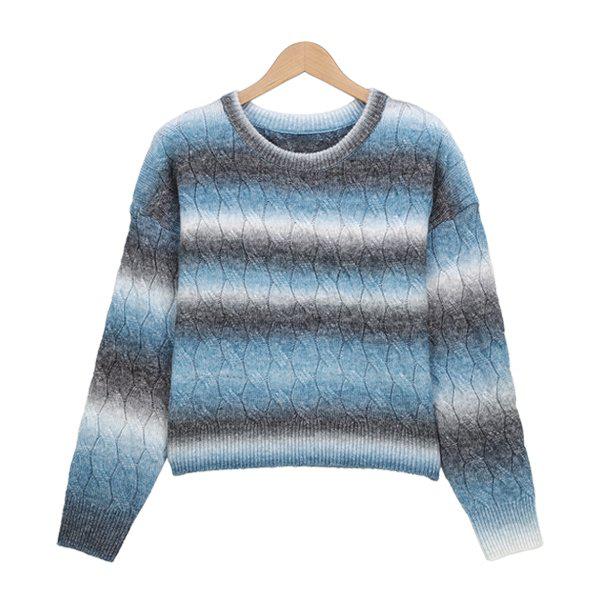 女性ニット ラウンドネック ルーズフィット 長袖 ケーブルニット Tシャツ SCR131