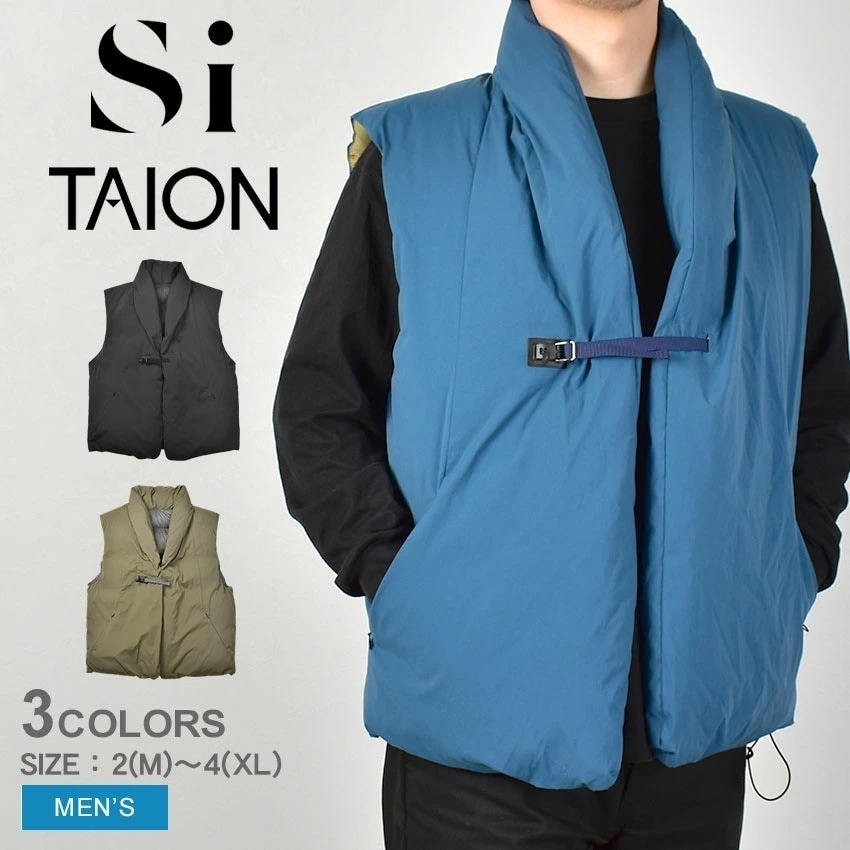 TAION エスアイ 別注 パファーダウンベスト 10122302 メンズ ウェア 体温 コラボ 羽織り おしゃれ シンプル カジュアル ノースリーブ スリーブレスアウター 無地 ブランド
