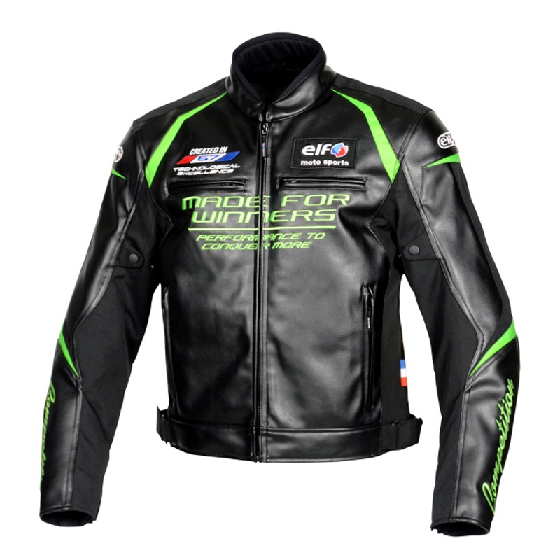 エルフ Elf エボルツィオーネPUレザージャケット ブラック＆グリーン EJ-W108-BG-S バイク用 S