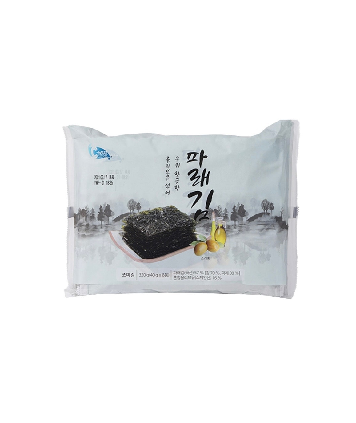 オリーブオイルを混ぜて焼いて香ばしい青のり 40g x 8袋 (올리브유 섞어구워 향긋한 파래김)