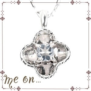 me on... K10ホワイトゴールド WG アクアマリンフラワーモチーフネックレス 発送目安：２３週間