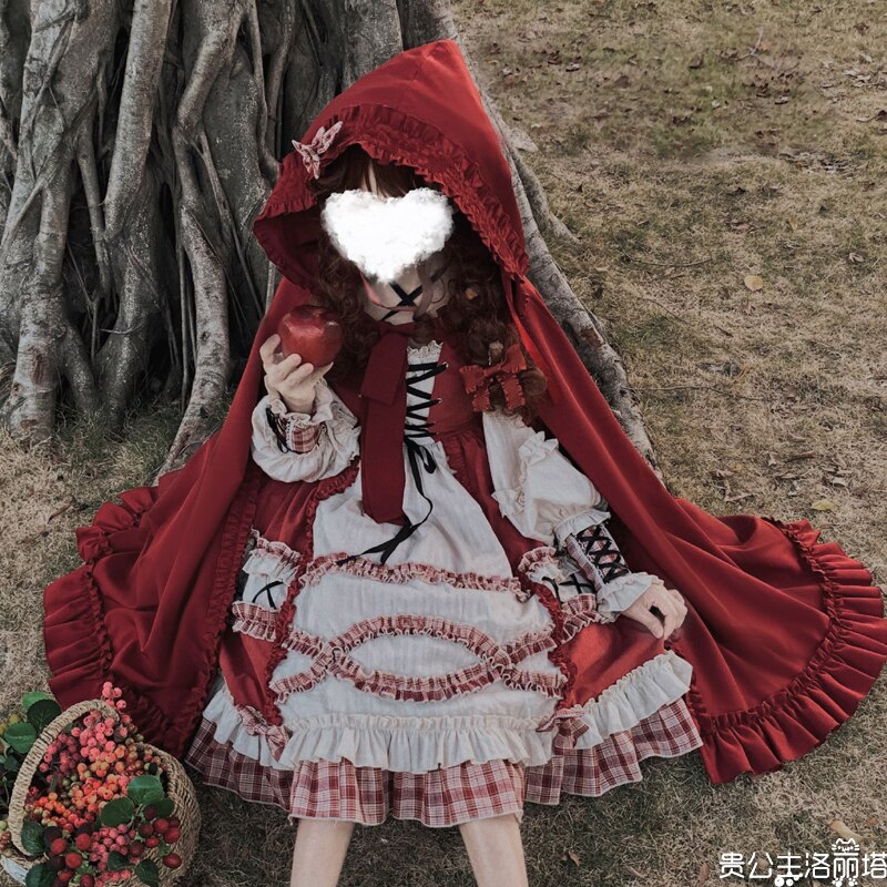 【3日で出荷】ロリータベリーフォレスト赤ずきんガールドレスロリータかわいいマントロングフード付きショールコート