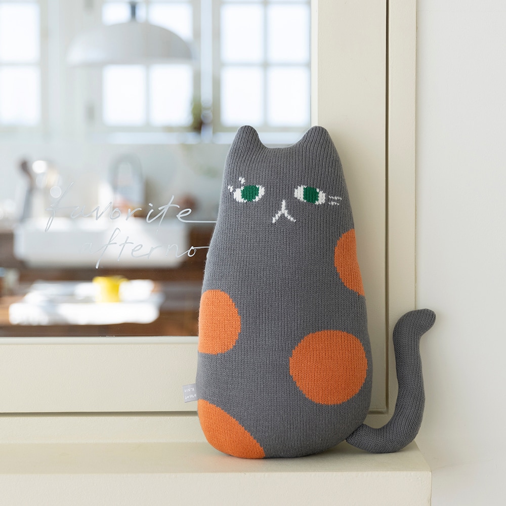 愛らしい猫 ニット 人形 ヤニ Grey