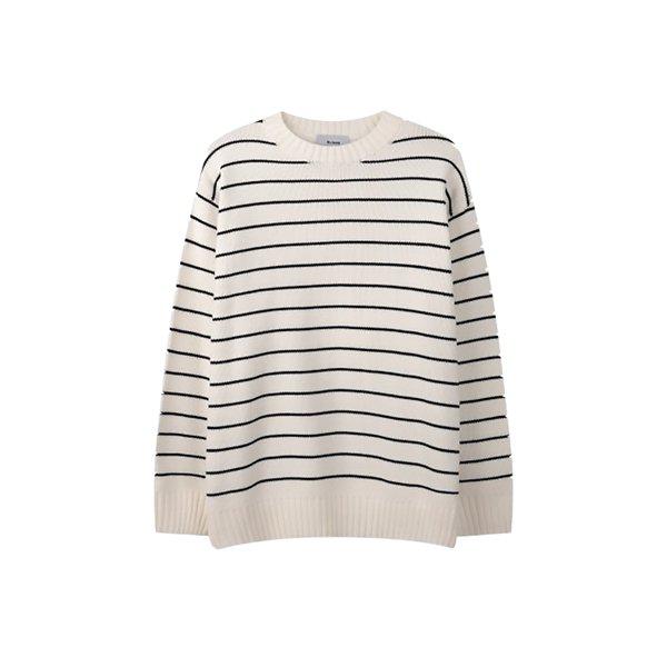 メンズエルボーポイントSTラウンドニットTシャツ RM-KN-Q067-アイボリー