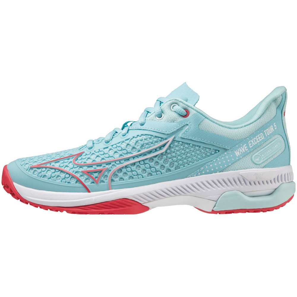 ミズノ 61GB227320225 レディース テニスシューズ ウエーブエクシードツアー5 OC(ターコイズ×コーラル×ホワイト・サイズ：22.5cm) 61GB227320225