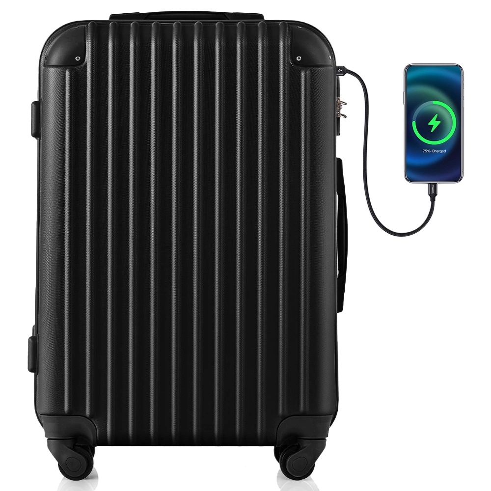 24時間限定価格！205スーツケース Mサイズ キャリーバッグ USB充電ポート付き カップホルダー付き キャリーケース 超軽量 TSAロック搭載 4日-7日 中型