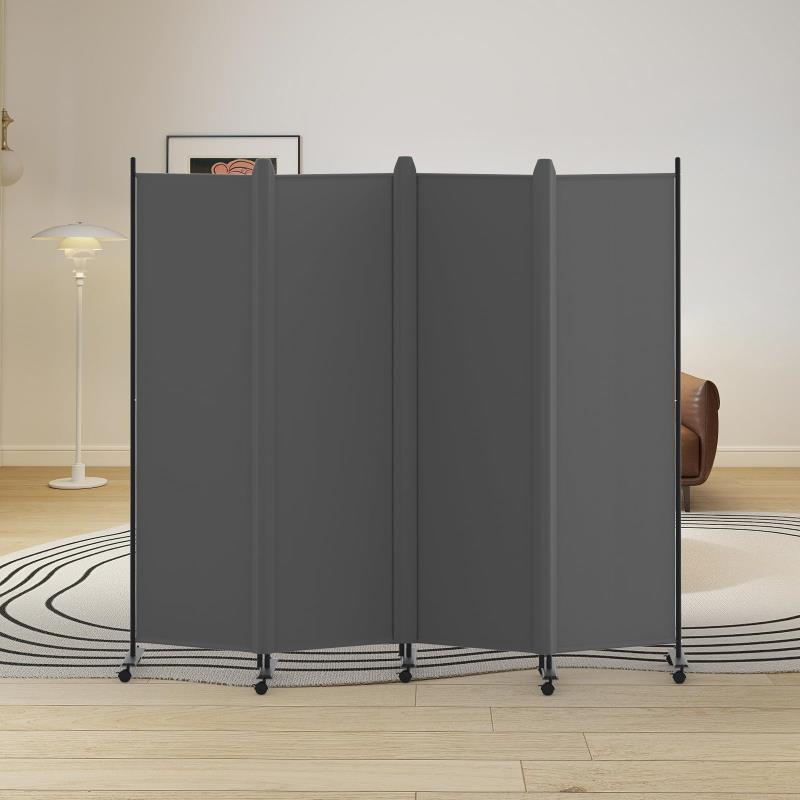 Kokorona パーテーション 間仕切り4連 キャスター付き 高さ181cm 幅221cmカバーストリップ付き スクリーン 衝立 折りたたみ 布タイプ 目隠し屏風 区切り 軽量 移動便利 自立式 オ