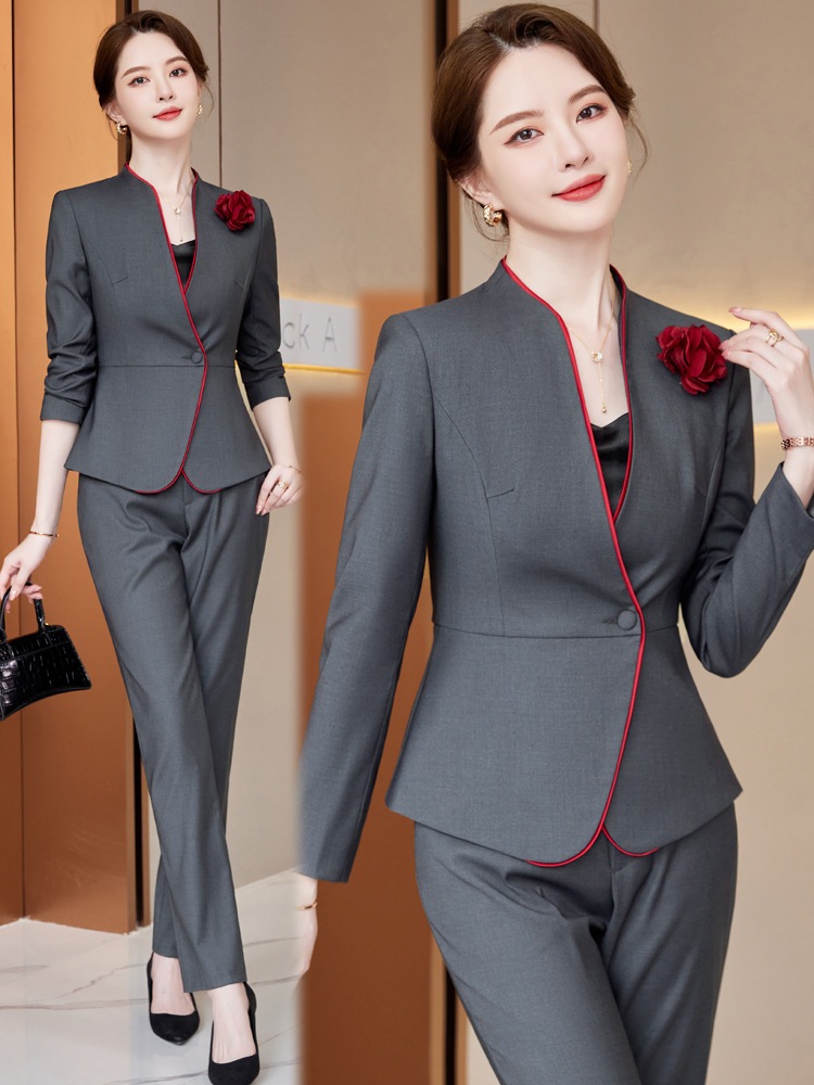 激安セール 作業服 レストラン服 火鍋店 従業員 セットアップ 職業 作業服 ロングパンツ スラックス スカート スーツ 防油 汚れ落とし 気質 シンプル