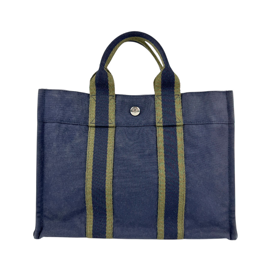 エルメス HERMES ハンドバッグ フールトゥPM キャンバス ネイビー×カーキ レディース z5739