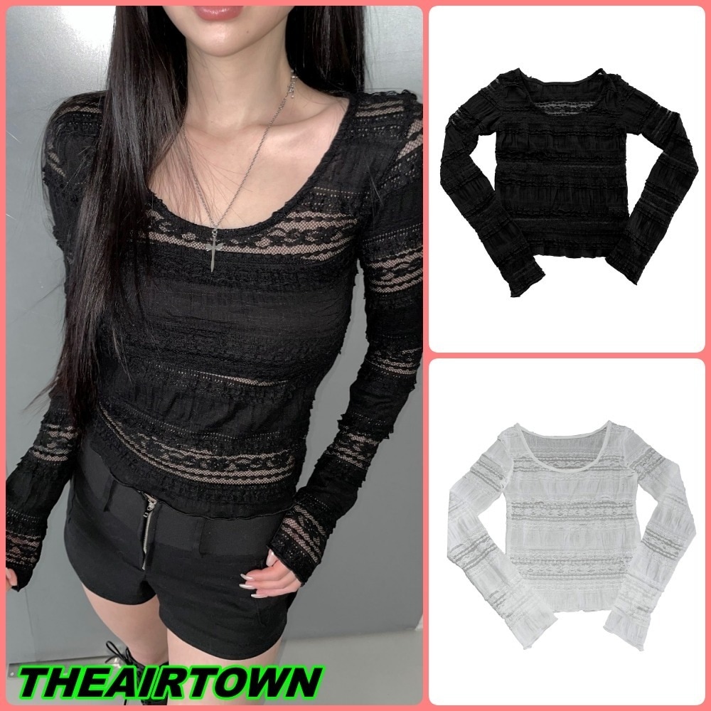 【THEAIRTOWN】messy lace sleeve
