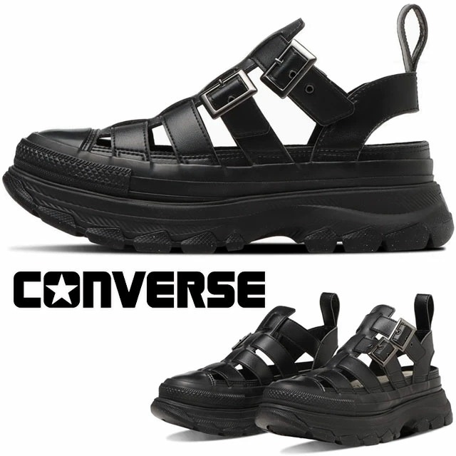 コンバース ベルトサンダル オールスター(R)トレックウエーブ グラディエーター OX レディース 厚底 サンダル メンズ 黒 歩きやすい チャンキーソール ブラック 5.5cmヒール カジュアルシュ