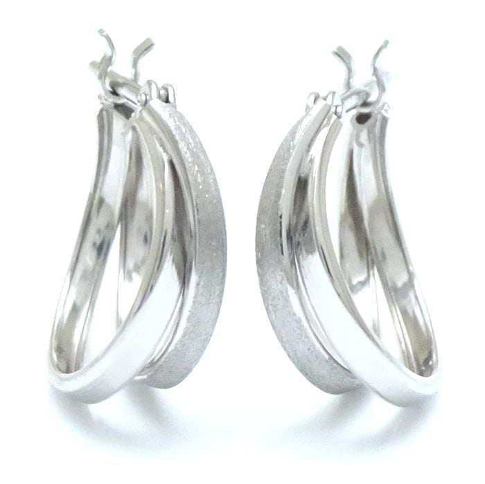 デザイン フープ ピアス K14WG ホワイトゴールド/28114【中古】