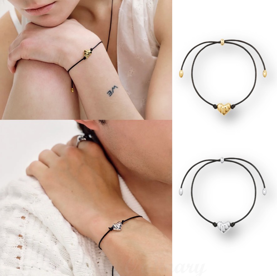 Wavy Heart Leather Cord Bracelet #5959