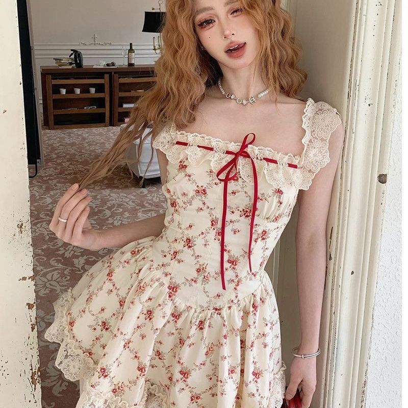 【1つ買うと10つ無料】甘いモリレーススカートガールズウエストフラワースカートスコアスコアスコアフレッシュリゾートプリンセスドレス