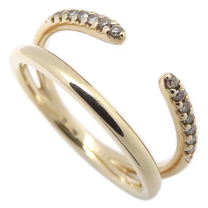 Hirotaka ヒロタカ マンタ リング 指輪 ダイヤモンド0.07ct 9号 NT19KDRM K10YG イエローゴールド レディース/295482【中古】