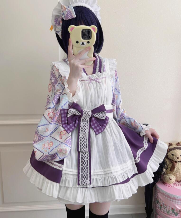 209【新作登場 最安値】 ロリータ ４点セット浴衣　和　ゴスロリ コスプレ メイド服 コスチューム 文化祭 学園祭 衣装 仮装 ハロウィン おすすめ 可愛い 長袖 ドレス　日常　写真　舞台