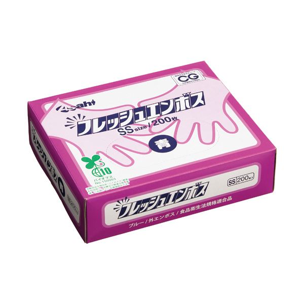 （まとめ） 旭創業フレッシュエンボス（バイオマス） SS 外エンボス ブルー 1箱（200枚） [x10セット]