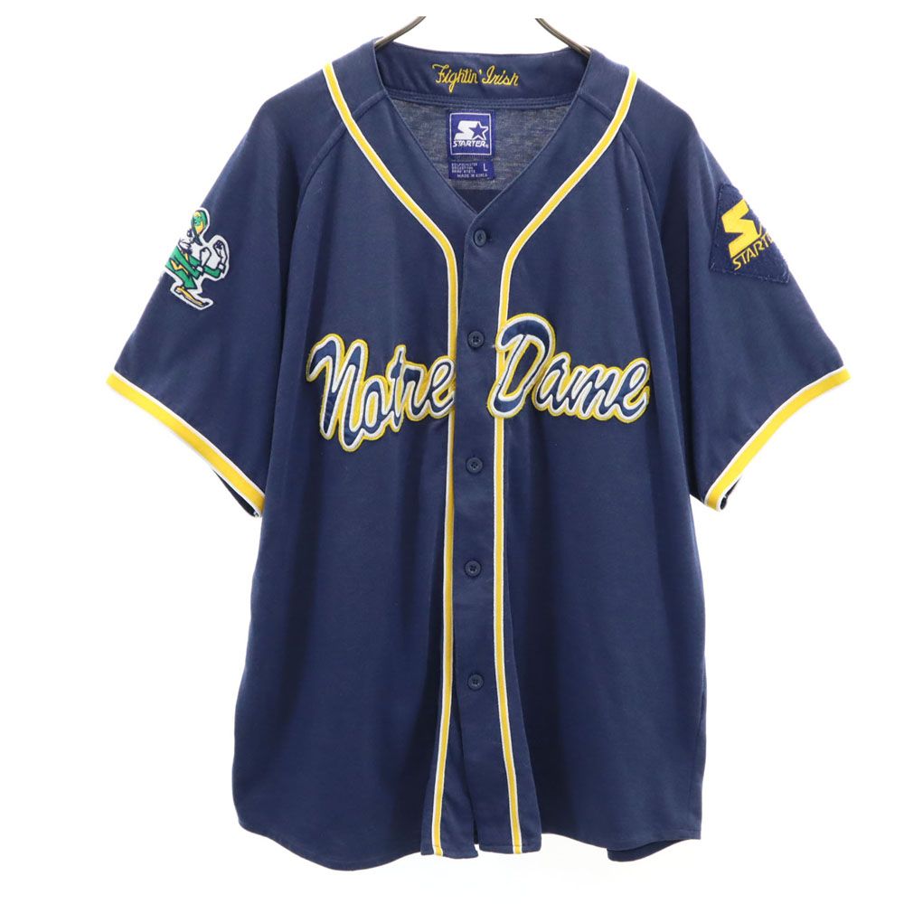 90s オールド ノートルダム カレッジ 半袖 ファイティング アイリッシュ ゲーム シャツ L ネイビー NCAA メンズ 4,855円