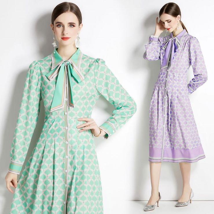 【4,725円クーポン利用で 9/20まで】 長袖タイネックトミディ丈ワンピース ワンピース 入園式 ワンピ　結婚式 二次会 入学式 大人 上品 卒業式 OL レディース 春 夏 秋 冬