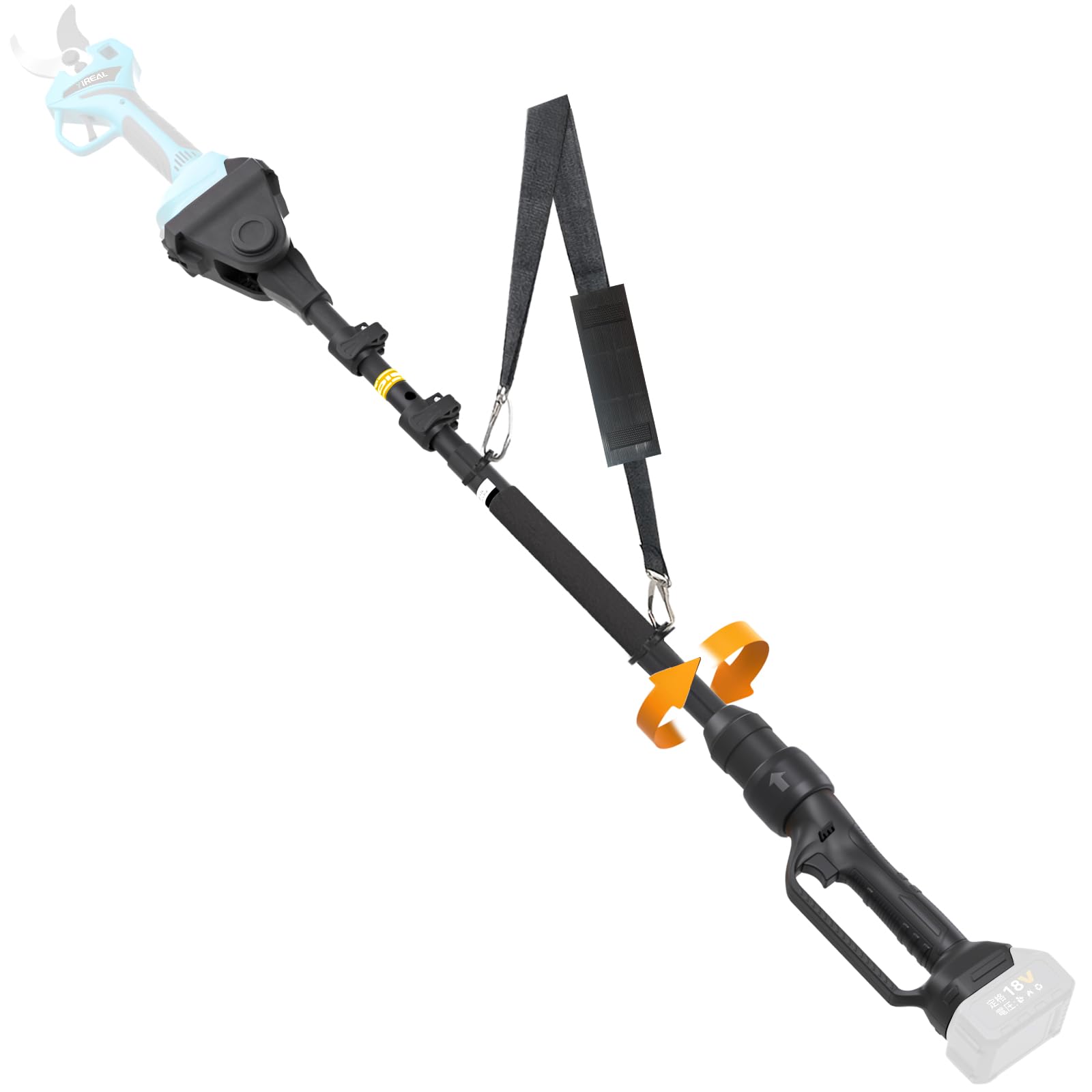 高枝切りバサミ電動チェーンソーヘッジトリマーの延長ポール 180回転 簡単操作スイッチ 約1.4m-2.8m伸縮 軽量 マキタソケット三枚式と接続可能 枝切り用 日本語取扱説明書 黒色