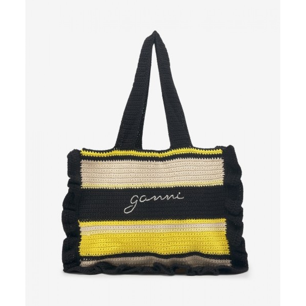 GANNI 女性用コットンかぎ針編みフリルトートバッグ-イエロー/ A4515373 13,927円