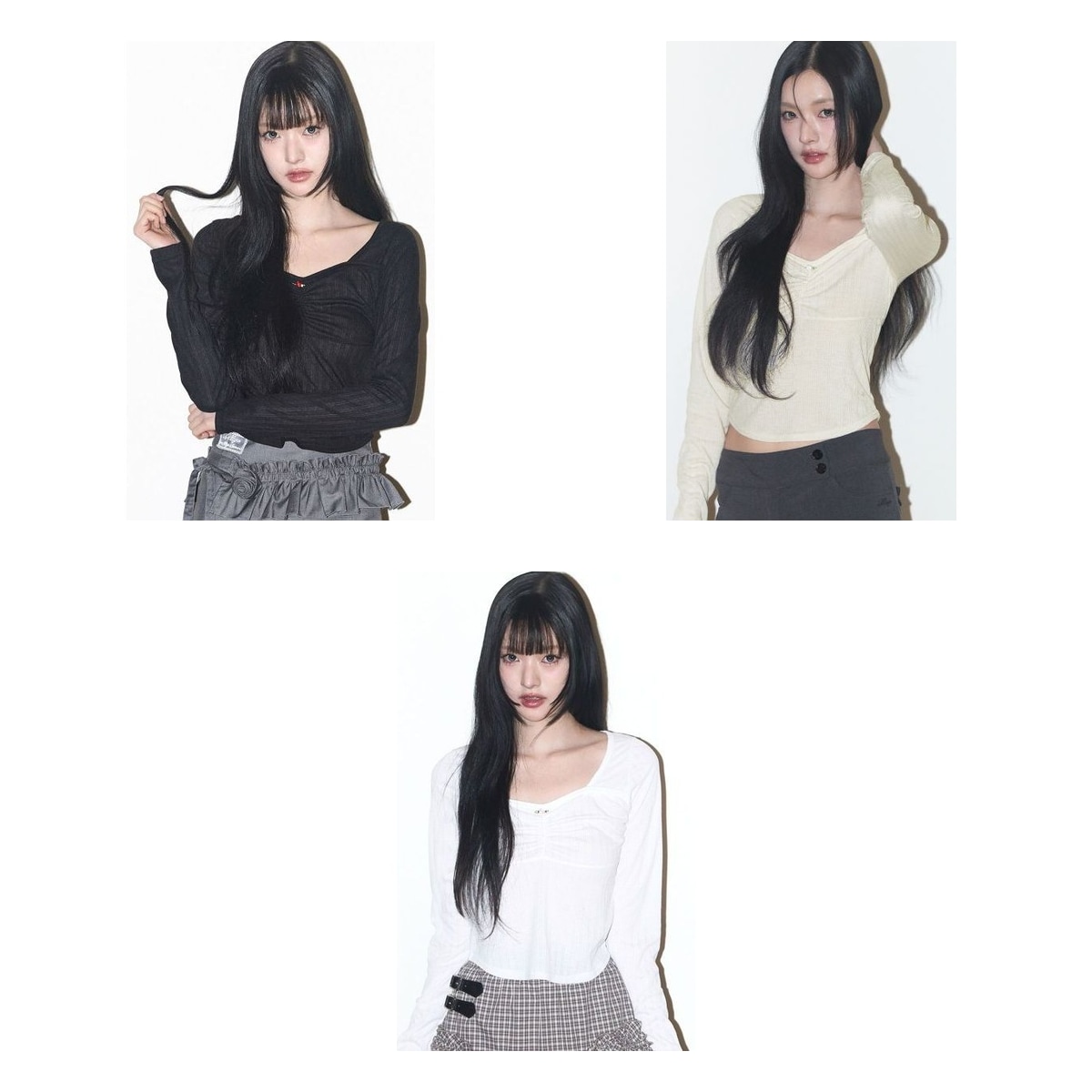 【ILLIGO】 ROSE SHIRRING LONG SLEEVE 3色 正規品
