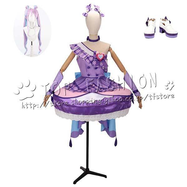 【工場直売 品質保証】キミとアイドルプリキュア 風 紫雨こころ キュアキュンキュン Cure Kyun Kyun 変身後 コスプレ衣装 ウィッグ 靴 cosplay コスチューム ハロウィン クリスマ