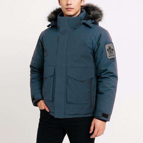 冬のハーフ中量パディングジャンパー フードファー着脱式発熱裏地コートジャンパーサファリ