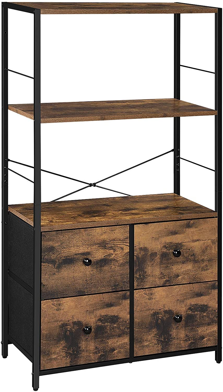 SONGMICS 収納チェスト ヴィンテージ風 引き出し 本棚 衣類収納 書籍収納 木目調 63×30×120cm組立簡単 おしゃれ LGS044B02