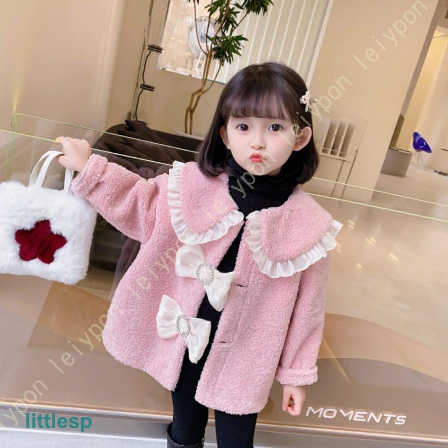 【急速出荷!】ボアコート キッズ ジャケット 子供服 おしゃれ ボア もこもこ ゆったり 防寒 シンプル 女の子 リボン ボアジャケット 上着 ベビー アウター