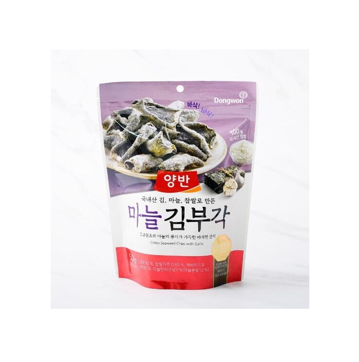 【16袋セット】ヤンバン のり天(海苔揚げ菓子)50ｇ にんにく味　ガーリック味　キムブガク スナック　おつまみ　サクサク　揚げ菓子　おやつ　おいしい　韓国お菓子