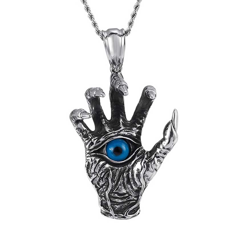 デビルハンドブルーアイスネイクステンレスネックレス(55cmのツイストステンレスチェーン付) ペンダントトップ サージカルステンレス316L メンズ レディース プレゼント stt00-00-0748
